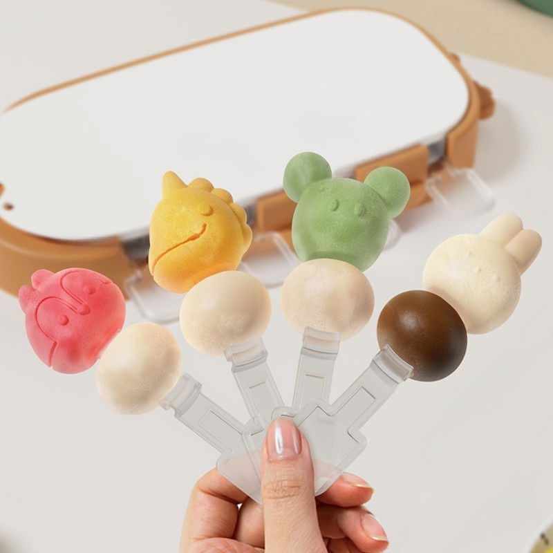 Forma pentru inghetata  4 compartimente, forme cu animalute, materialsilicon si abs, 21 x 12.8 x 3cm, portocaliu [3]