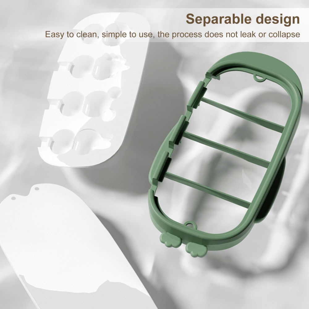 Forma pentru inghetata  4 compartimente, forme cu animalute, materialsilicon si abs, 21 x 12.8 x 3cm, verde [6]