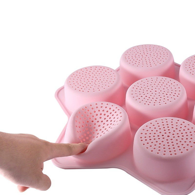 Forme de silicon pentru copt, 7 forme rotiunde, pentru burgeri si prajituri, 38.5 x 4 cm, roz [4]