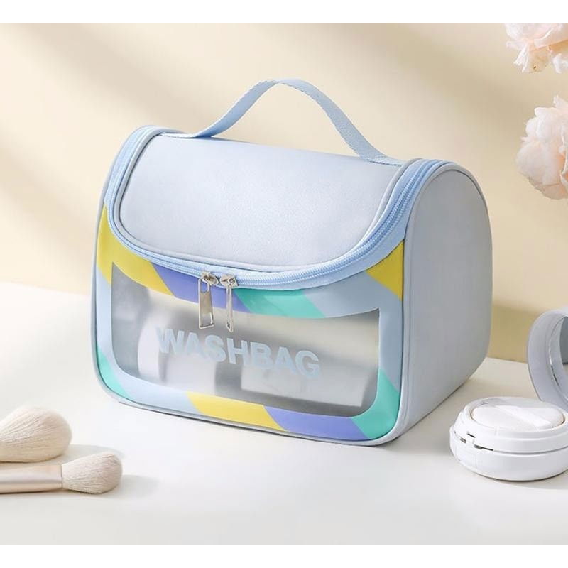 Geanta cosmetice de voiaj  impermeabila, translucida mata, 22 x 16 x 14 cm, albastru [2]