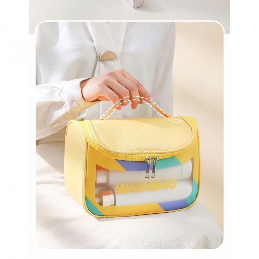 Geanta cosmetice de voiaj  impermeabila, translucida mata, 22 x 16 x 14 cm, galben [2]