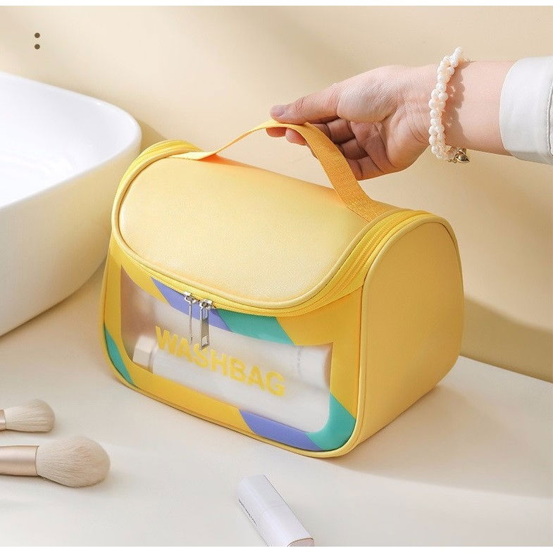 Geanta cosmetice de voiaj  impermeabila, translucida mata, 22 x 16 x 14 cm, galben [7]
