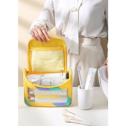 Geanta cosmetice de voiaj  impermeabila, translucida mata, 22 x 16 x 14 cm, galben [6]