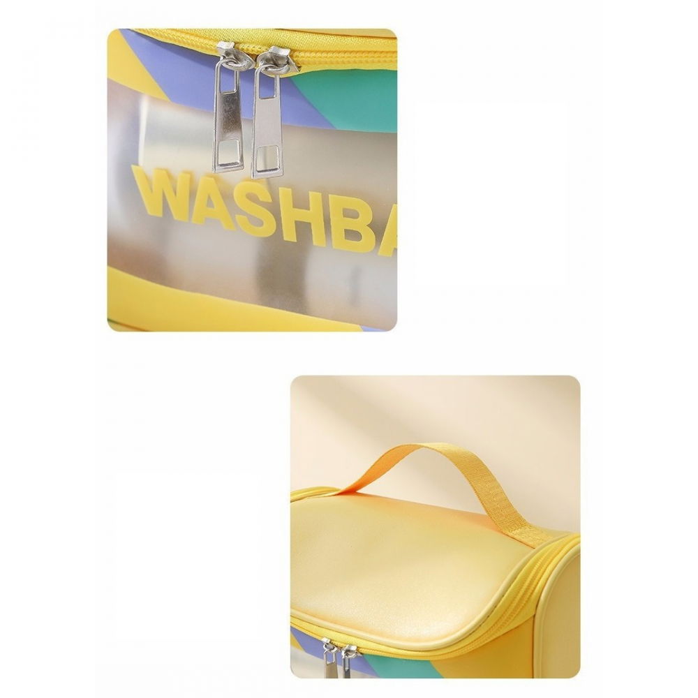 Geanta cosmetice de voiaj  impermeabila, translucida mata, 22 x 16 x 14 cm, galben [10]