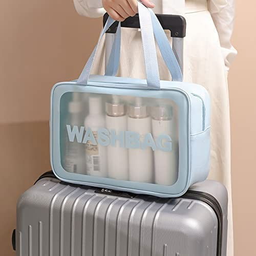 Geanta cosmetice de voiaj, impermeabila, translucida mata, 26 x 15 x 10 cm, albastru [4]