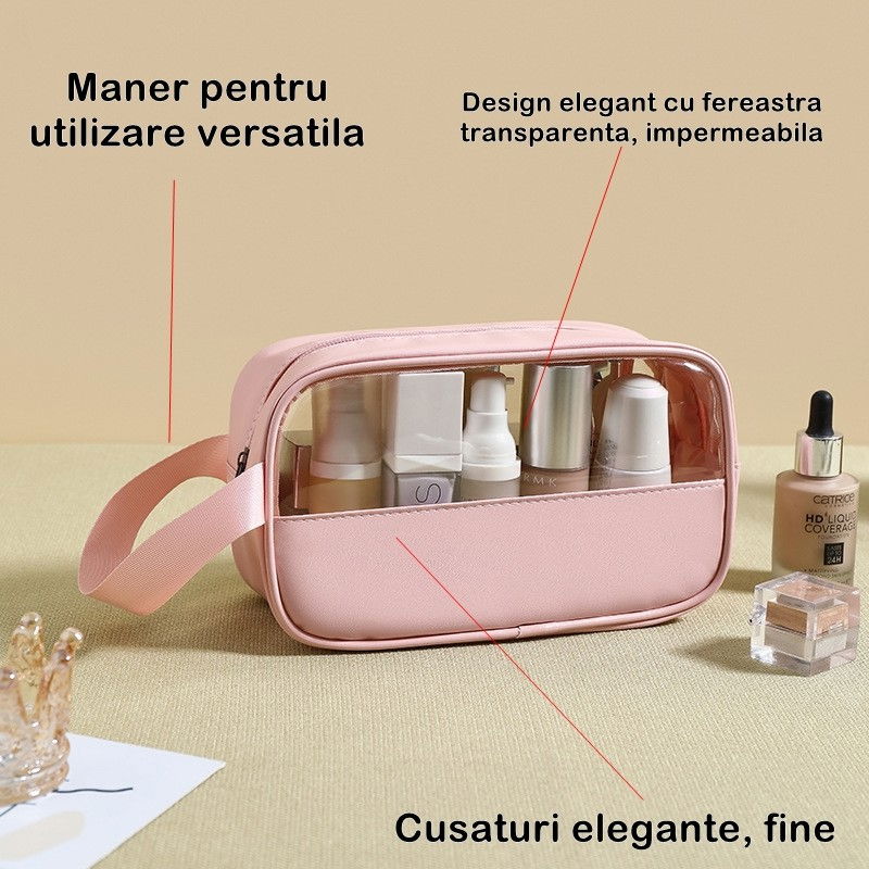 Geanta cosmetice  pentru voiaj sau organizare, 22 x 12 x 8 cm, roz [5]