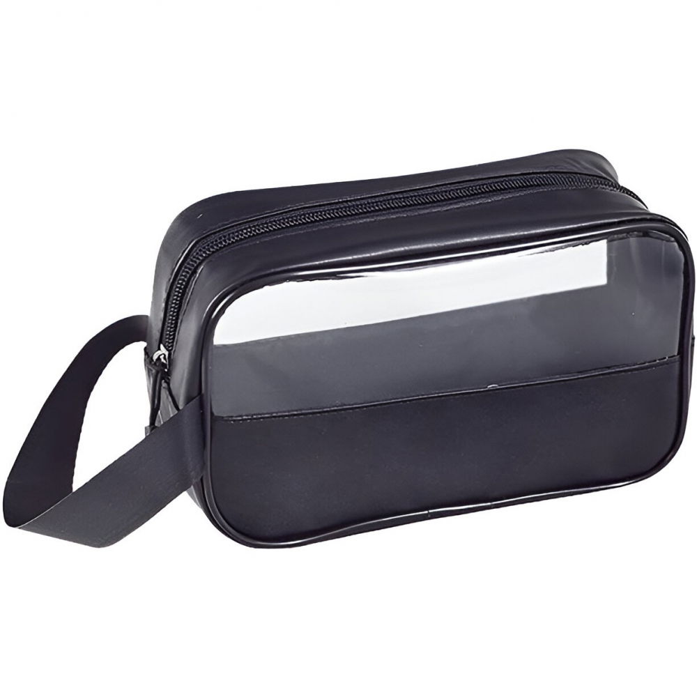 Geanta cosmetice, pentru voiaj sau organizare, material pvc- textil, impermeabila, portabila,22 x 12 x 8 cm, negru [3]