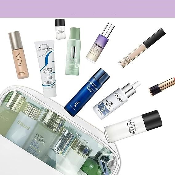 Geanta cosmetice  pentru voiaj sau organizare, material pvc/textil, impermeabila, portabila, 26 x 15 x 10 cm, alb [3]