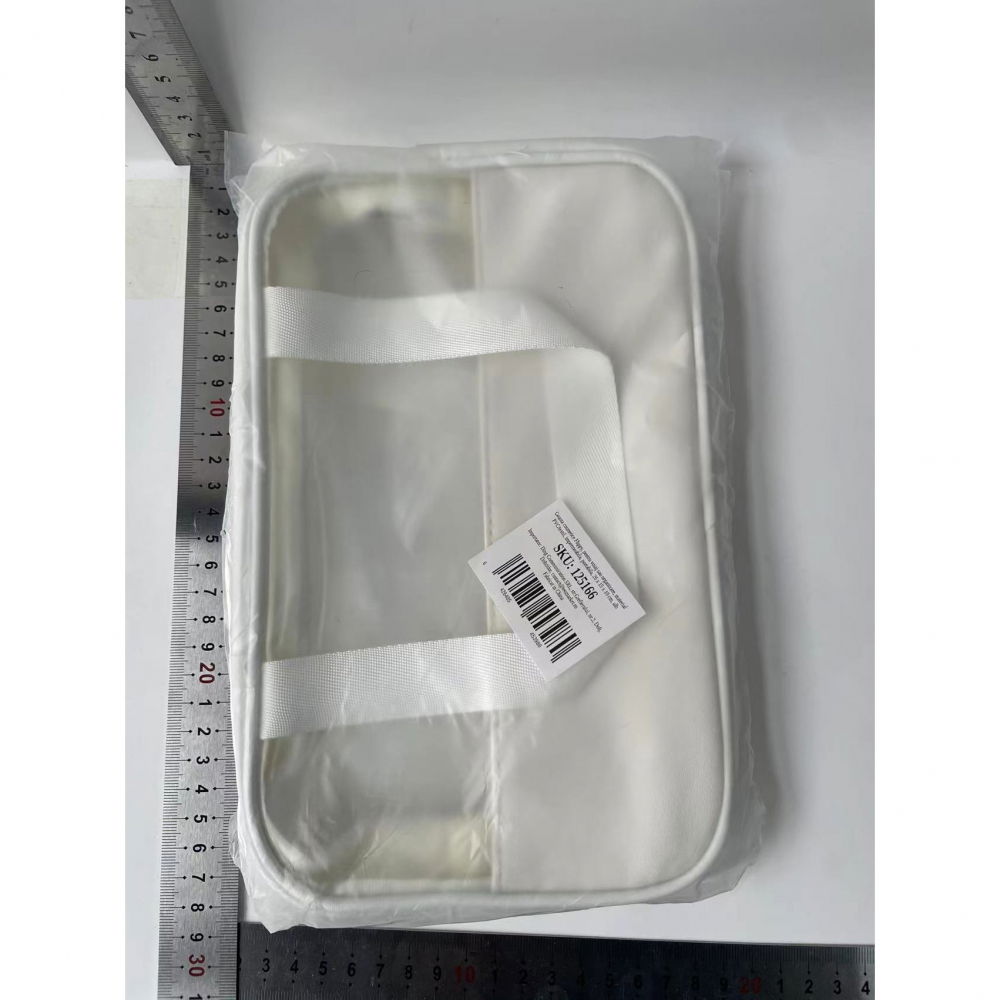 Geanta cosmetice  pentru voiaj sau organizare, material pvc/textil, impermeabila, portabila, 26 x 15 x 10 cm, alb [9]