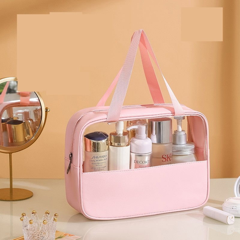 Geanta cosmetice  pentru voiaj sau organizare, material pvc/textil, impermeabila, portabila, 30 x 21 x 12 cm, roz [3]
