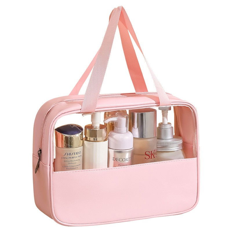 Geanta cosmetice  pentru voiaj sau organizare, material pvc/textil, impermeabila, portabila, 30 x 21 x 12 cm, roz [1]