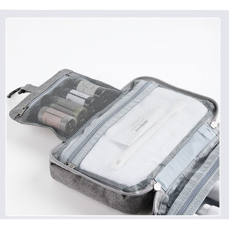 Geanta cosmetice voiaj, material textil, impermeabil, gri, 12.5 x 9 x 22 cm [4]