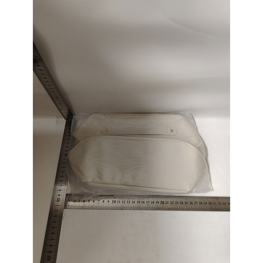 Geanta de calatorie  pentru cosmetice, portabila, impermeabila, din piele ecologica, compartimente multiple, cu fermoar, 23 x 11.5 x 10.5 cm, crem [16]