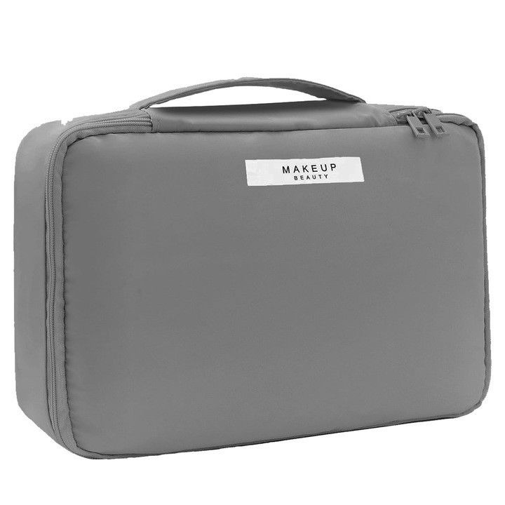 Geanta de calatorie, pentru cosmetice si articole de toaleta, material impermeabil, 2 in 1, portfard interior detasabil, 23 x 16 x 8 cm, gri [1]