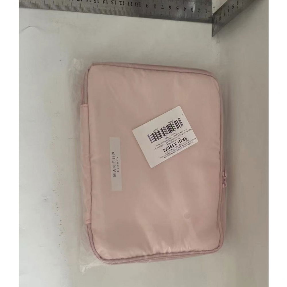 Geanta de calatorie, pentru cosmetice si articole de toaleta, material impermeabil, 2 in 1, portfard interior detasabil, 23 x 16 x 8 cm, roz [2]