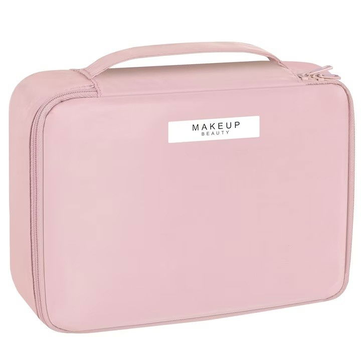 Geanta de calatorie, pentru cosmetice si articole de toaleta, material impermeabil, 2 in 1, portfard interior detasabil, 23 x 16 x 8 cm, roz [1]