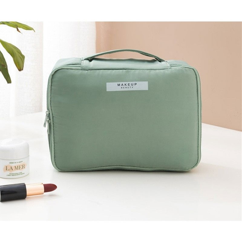 Geanta de calatorie, pentru cosmetice si articole de toaleta, material impermeabil, 2 in 1, portfard interior detasabil, 23 x 16 x 8 cm, verde [5]