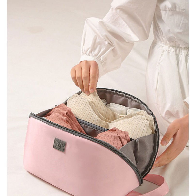 Geanta de depozitare 3 in 1, portabila, pentru lenjerie, sutiene si sosete, multi-functionala, pentru bagaj, calatorii si afaceri, 23 x 13 x 13, roz [6]