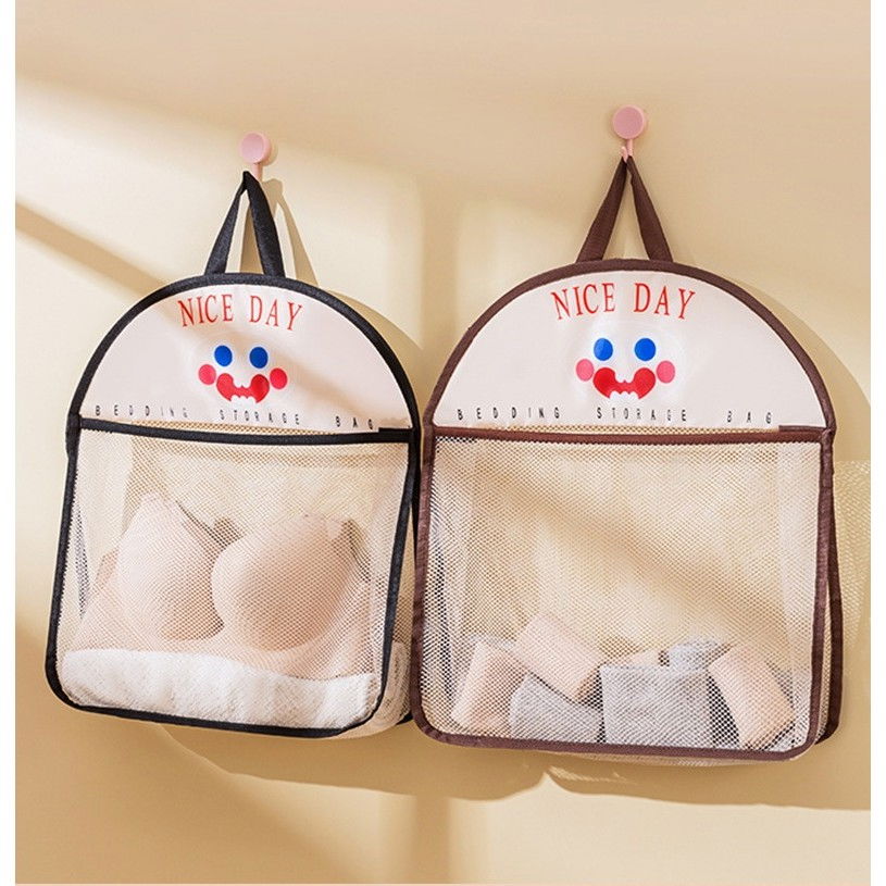 Geanta de depozitare, tip saculet, de agatat, multifunctionala, din plasa, 40 x 10 x 44 cm, negru [3]