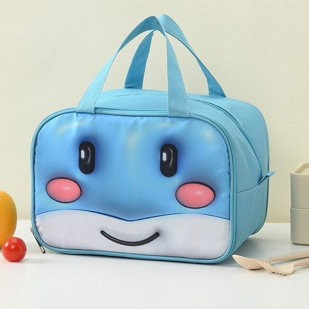 Geantă frigorifică, cu desene animat 3d, portabilă pentru copii, de prânz, din pânză oxford, 27.5x18x20 cm, model balena, albastru [6]