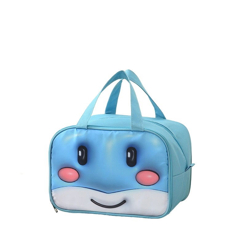 Geantă frigorifică, cu desene animat 3d, portabilă pentru copii, de prânz, din pânză oxford, 27.5x18x20 cm, model balena, albastru [1]