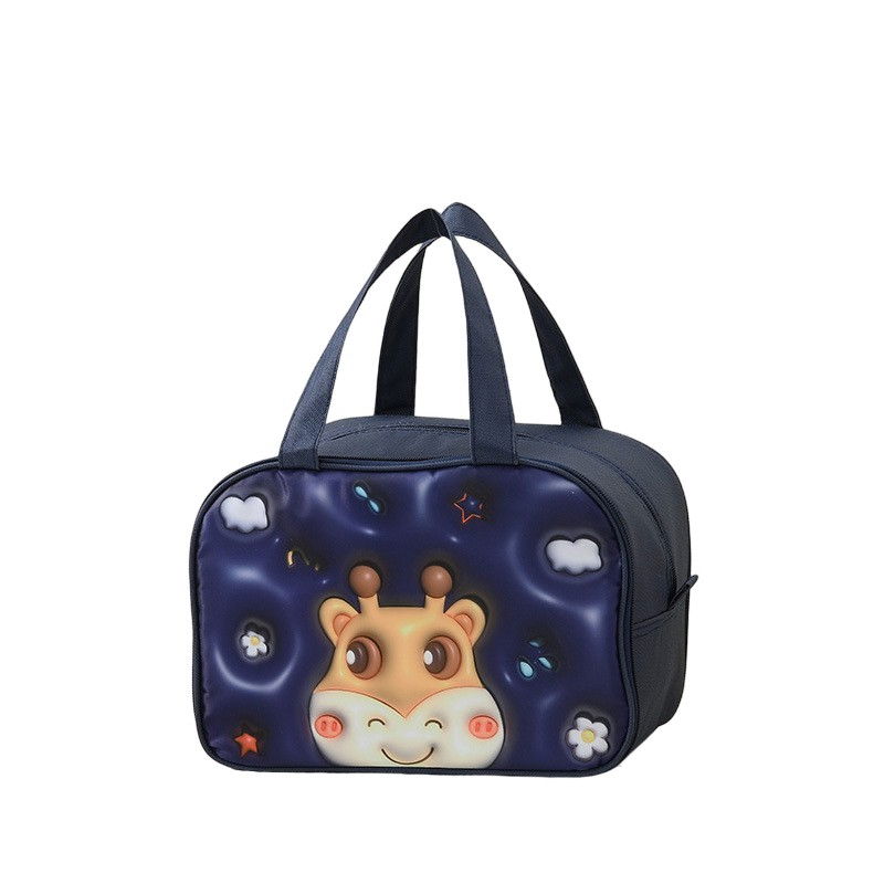 Geantă frigorifică, cu desene animat 3d, portabilă pentru copii, de prânz, din pânză oxford, 27.5x18x20 cm, model cerb, albastru [1]