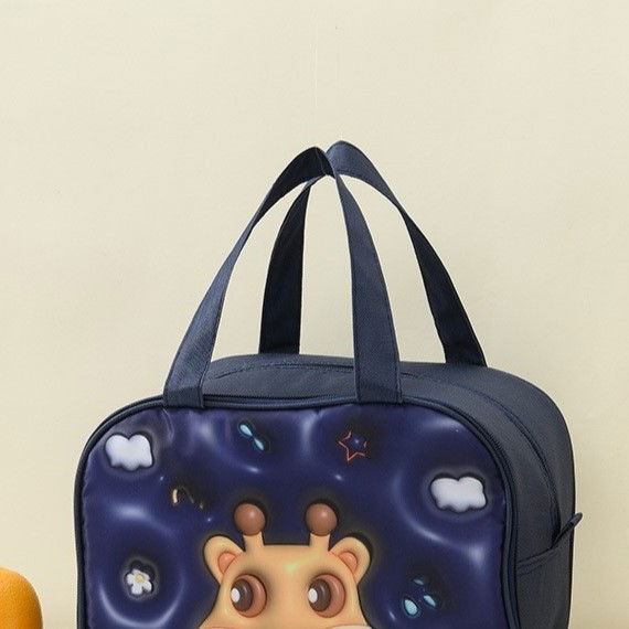 Geantă frigorifică, cu desene animat 3d, portabilă pentru copii, de prânz, din pânză oxford, 27.5x18x20 cm, model cerb, albastru [7]