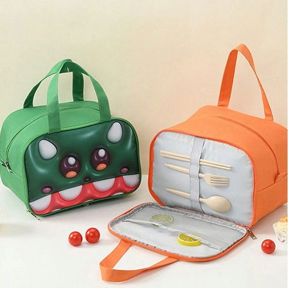 Geantă frigorifică, cu desene animat 3d, portabilă pentru copii, de prânz, din pânză oxford, 27.5x18x20 cm, model tigru, portocaliu [4]
