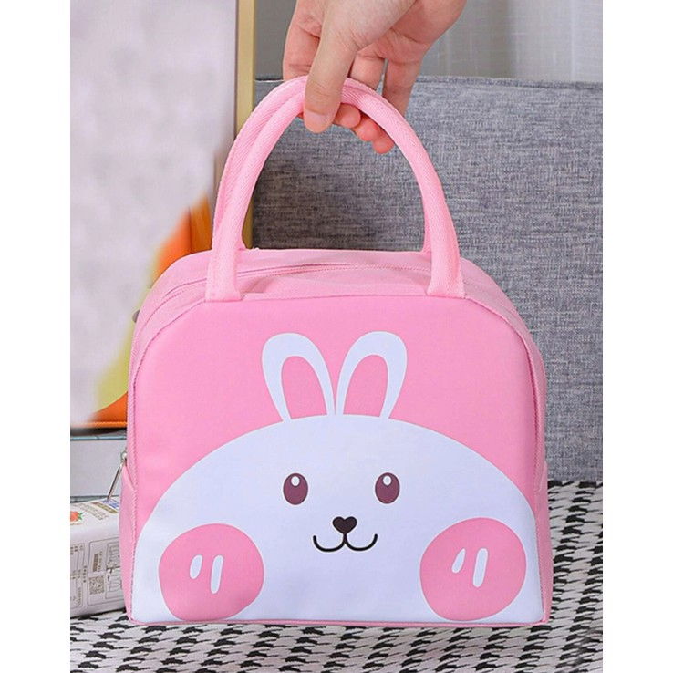 Geantă frigorifică, cu desene animat, portabilă pentru copii, de prânz, din pânză oxford, 22x14x19 cm, model iepuras, roz [8]
