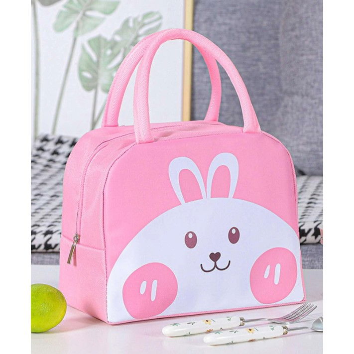 Geantă frigorifică, cu desene animat, portabilă pentru copii, de prânz, din pânză oxford, 22x14x19 cm, model iepuras, roz [6]