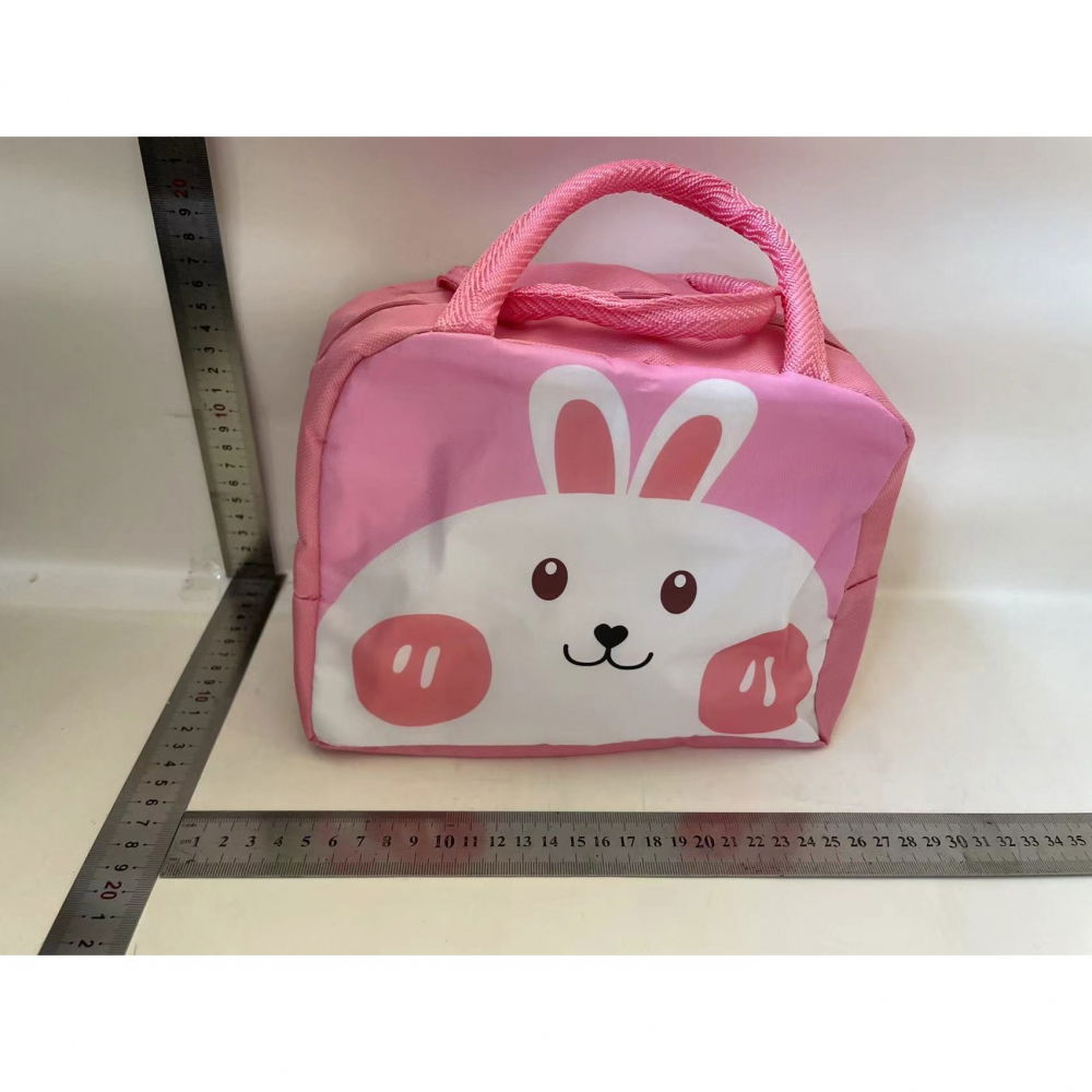 Geantă frigorifică, cu desene animat, portabilă pentru copii, de prânz, din pânză oxford, 22x14x19 cm, model iepuras, roz [2]