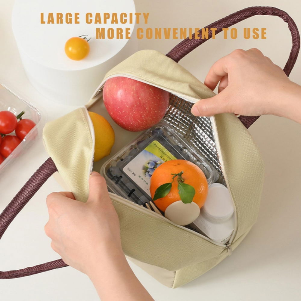 Geantă frigorifică, cu desene animat, portabilă pentru copii, de prânz, din pânză oxford, 22x14x19 cm, model ursulet, bej [7]