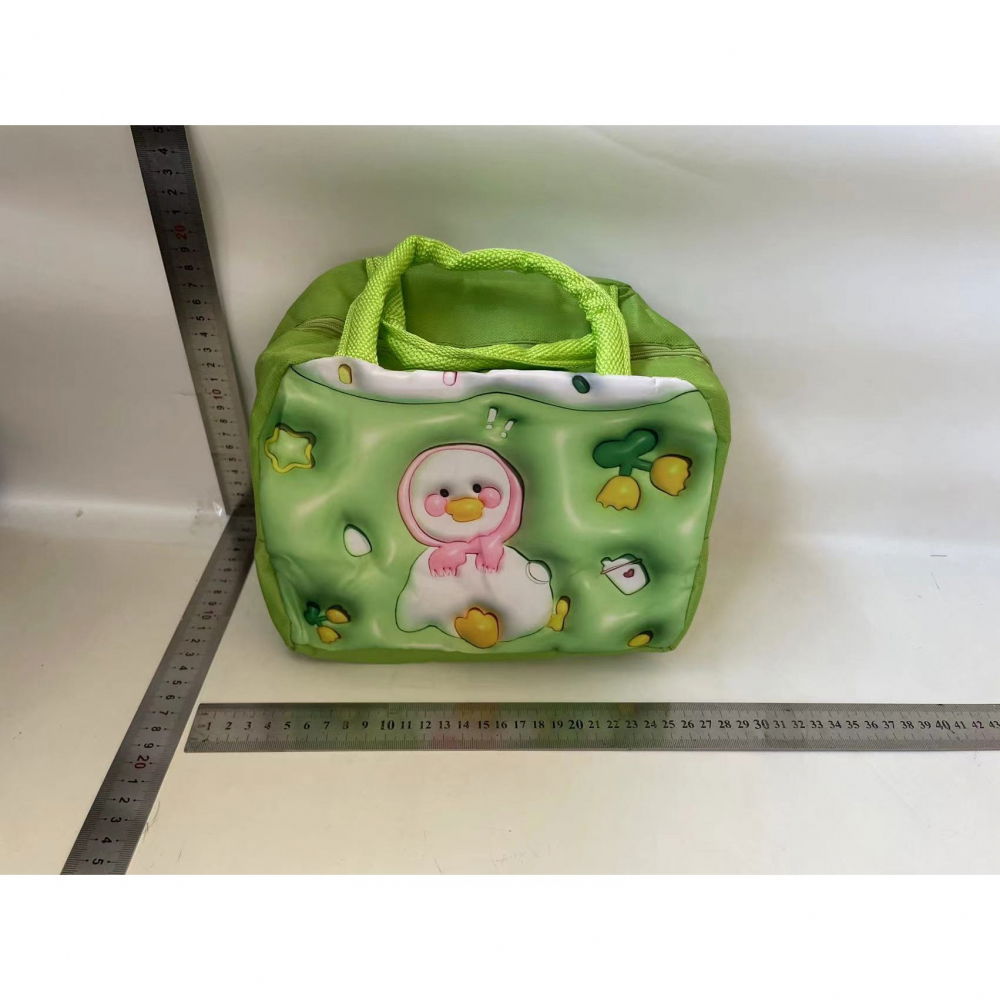 Geantă frigorifică, cu desene animate 3d, portabilă pentru copii, de prânz, din pânză oxford, 23x13x19 cm, model ratusca, verde [2]