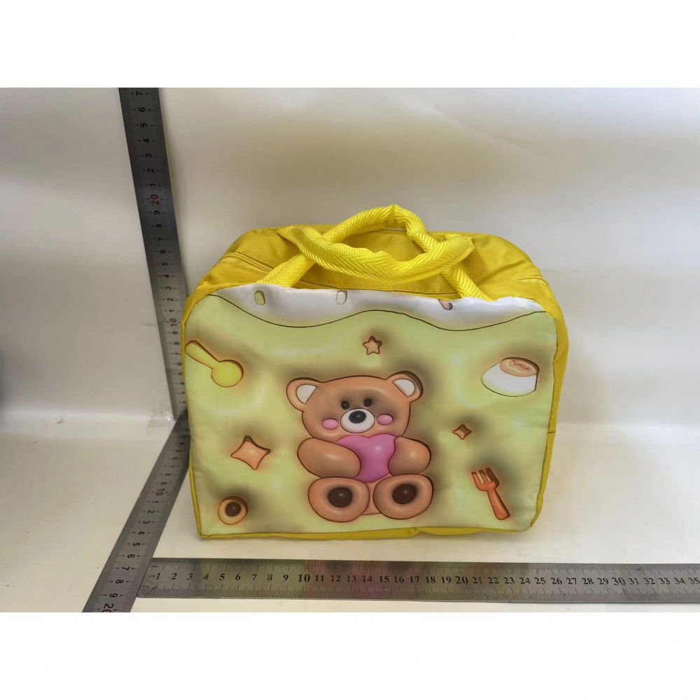 Geantă frigorifică, cu desene animate 3d, portabilă pentru copii, de prânz, din pânză oxford, 23x13x19 cm, model ursulet, galben [2]