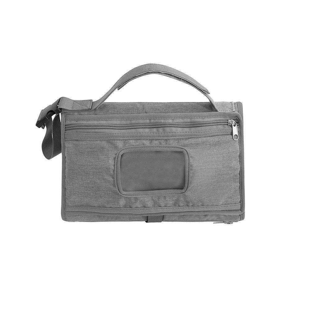 Geanta multifunctionala, tip aleza de schimbat scutece, impermeabila, din panza oxford, cu buzunare, usor de agatat, 30 x 20 cm, gri [4]