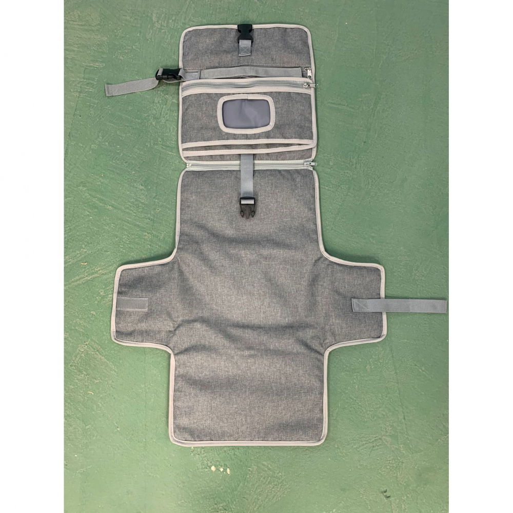 Geanta multifunctionala, tip aleza de schimbat scutece, impermeabila, din panza oxford, cu buzunare, usor de agatat, 30 x 20 cm, gri [2]