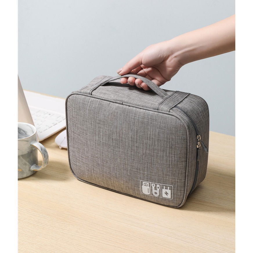 Geanta organizatoare  pentru cabluri si accesorii, portabila, impermeabila, 24,5 x 18 x10cm, gri [5]