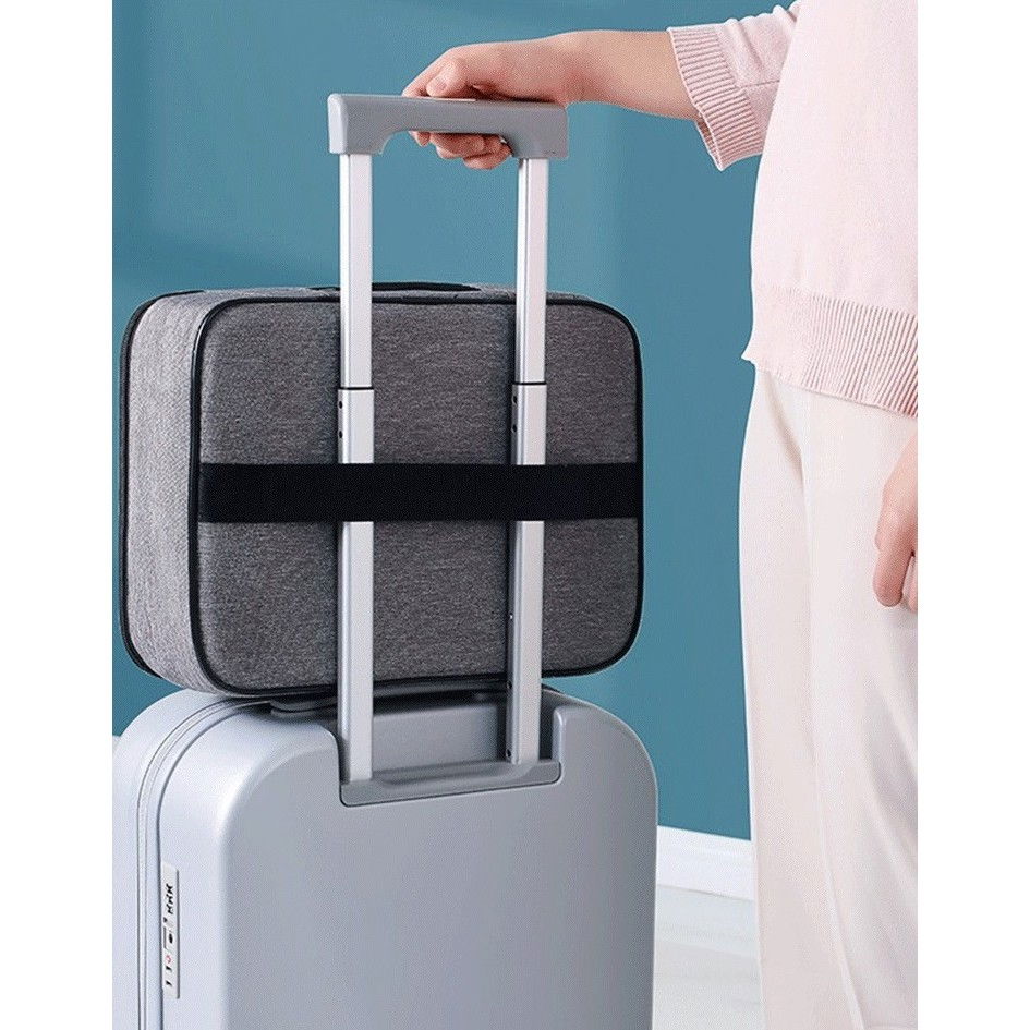 Geanta  pentru depozitare acte si documente, facturi, carduri, cu cod de securitate, 2 compartimente, impermeabila, 37 x 10.5 x 27 cm, gri [16]