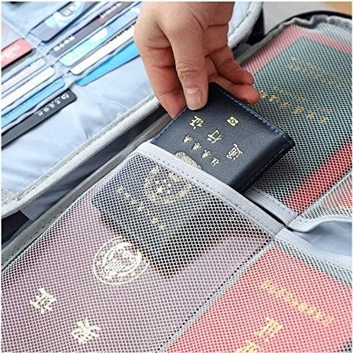 Geanta  pentru depozitare acte si documente, facturi, carduri, cu cod de securitate, 5 compartimente, impermeabila, 37 x 20 x 27 cm, albastru [4]