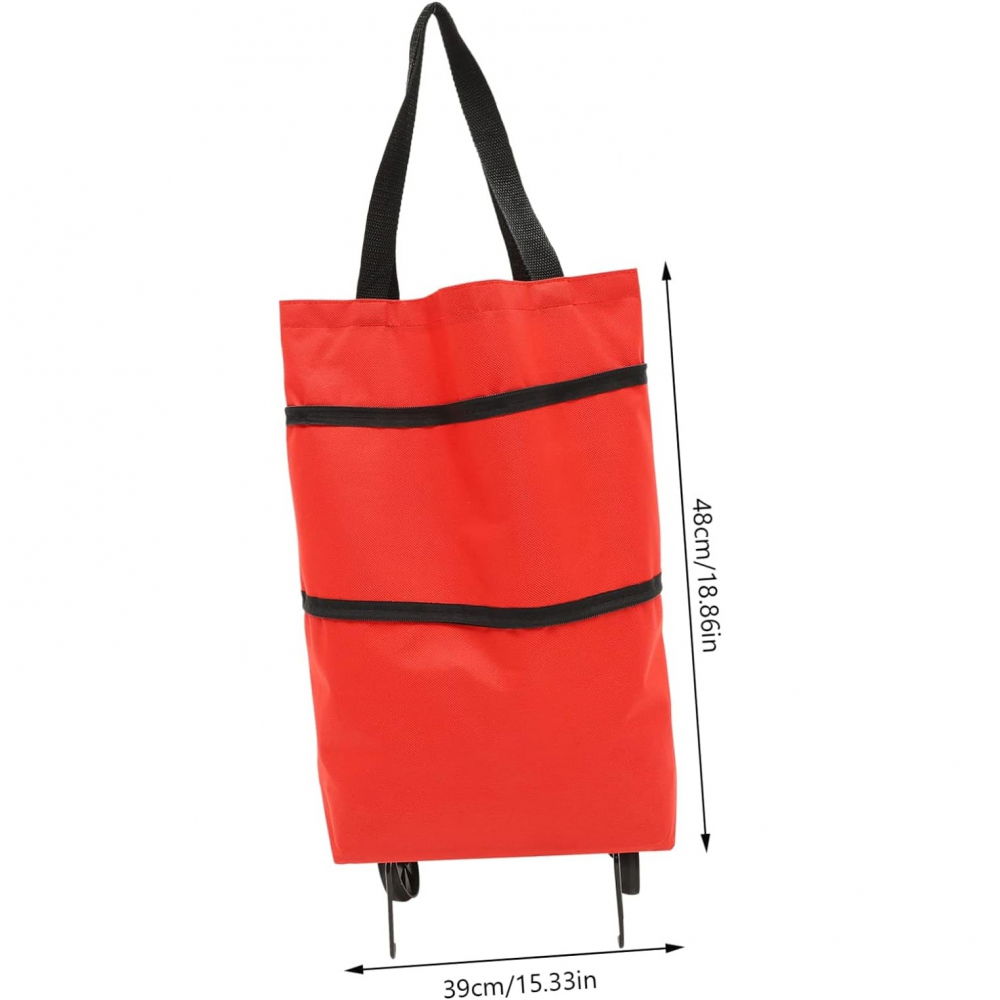 Geanta pliabila, 2 in 1, carucior cu roti, pentru cumparaturi, 19 l, rosu, plastic, 39 x 46 x 12 cm [8]