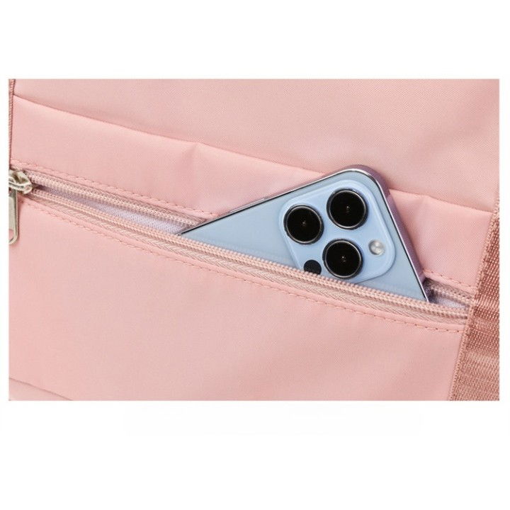 Geanta pliabila, pentru voiaj, buzunare multiple, de mana, impermeabila, material textil, capacitate 8 kg, dimensiune deschisa 42x28x10 cm, roz [4]