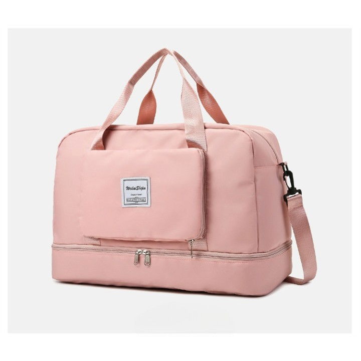 Geanta pliabila, pentru voiaj, buzunare multiple, de mana, impermeabila, material textil, capacitate 8 kg, dimensiune deschisa 42x28x10 cm, roz [11]