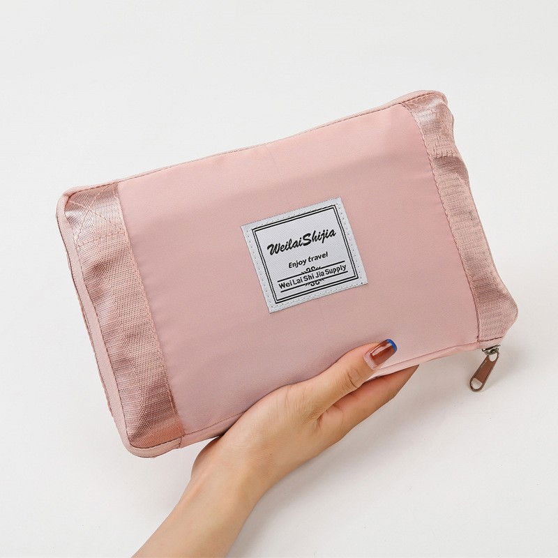Geanta pliabila, pentru voiaj, buzunare multiple, de mana, impermeabila, material textil, capacitate 8 kg, dimensiune deschisa 42x28x10 cm, roz [2]