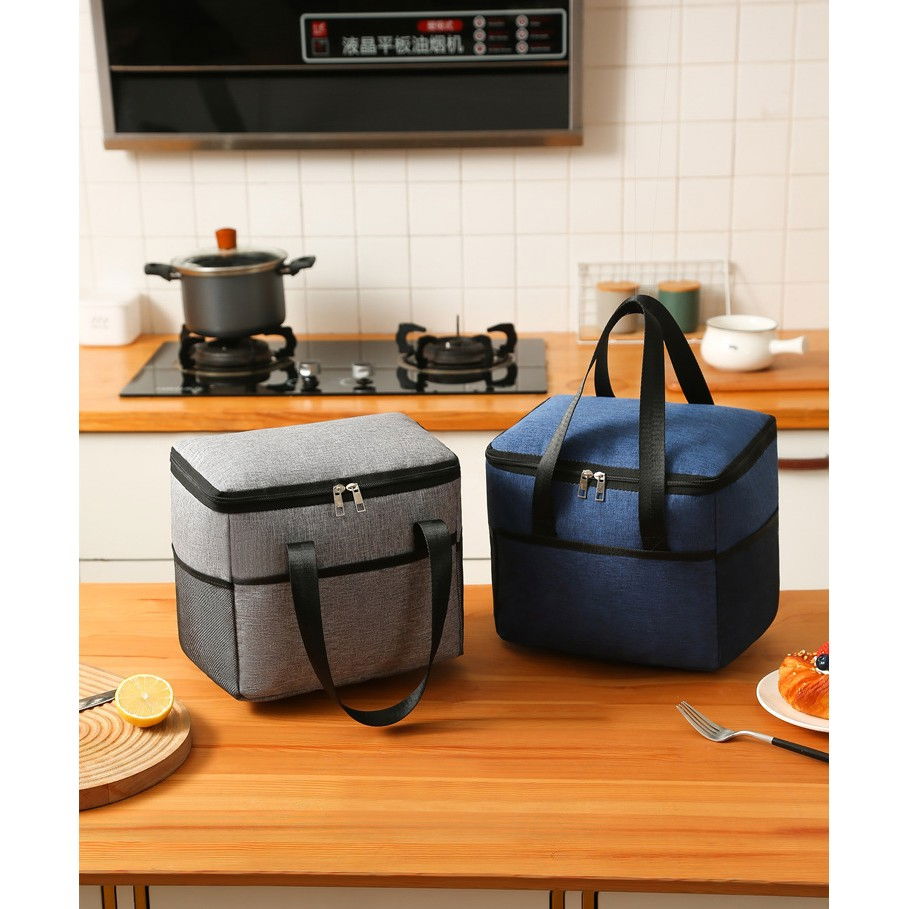 Geanta termica  pentru pranz, compartimente telefon si tacamuri, multifunctionala, impermeabila, 24x18x21 cm, albastru [5]