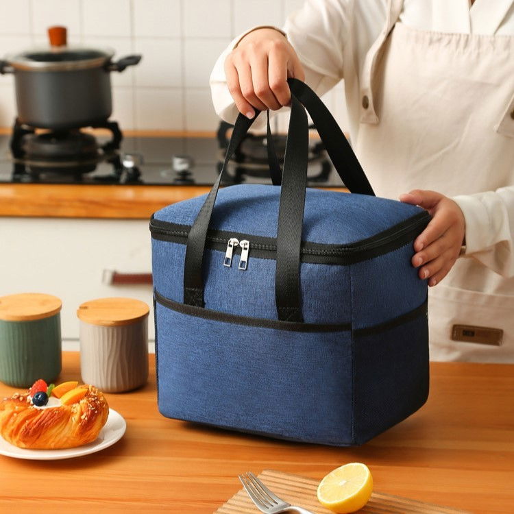 Geanta termica  pentru pranz, compartimente telefon si tacamuri, multifunctionala, impermeabila, 24x18x21 cm, albastru [3]