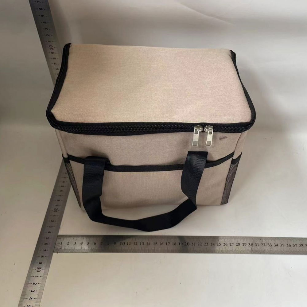 Geanta termica  pentru pranz, compartimente telefon si tacamuri, multifunctionala, impermeabila, 24x18x21 cm, crem [2]