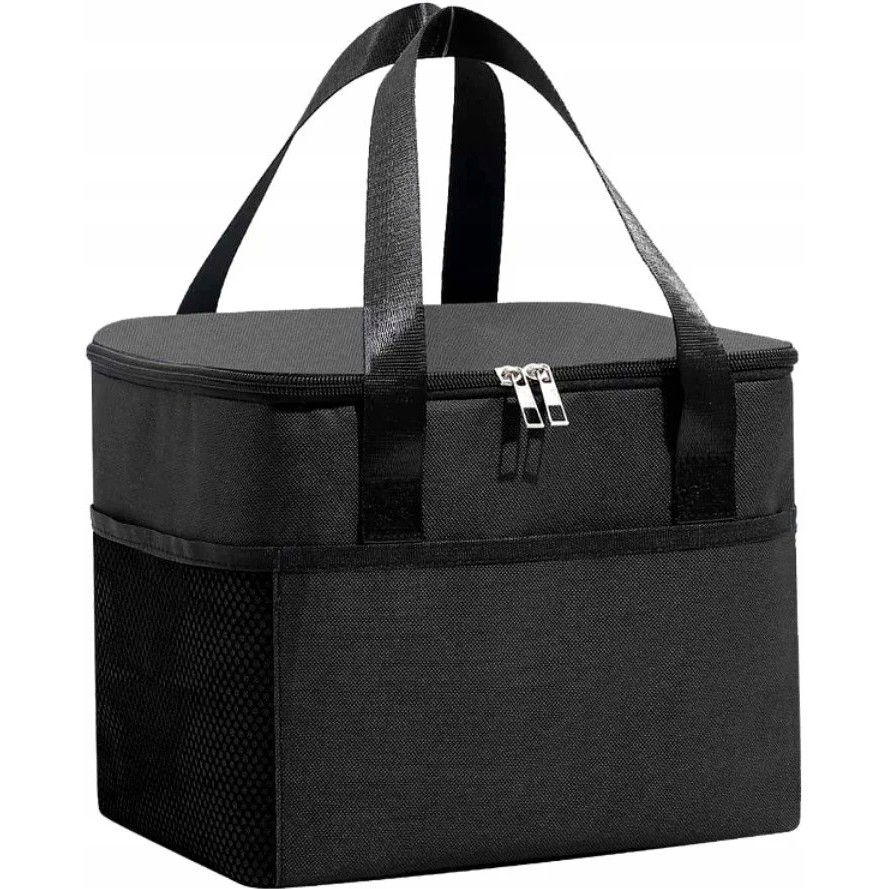 Geanta termica  pentru pranz, compartimente telefon si tacamuri, multifunctionala, impermeabila, 24x18x21 cm, negru [5]
