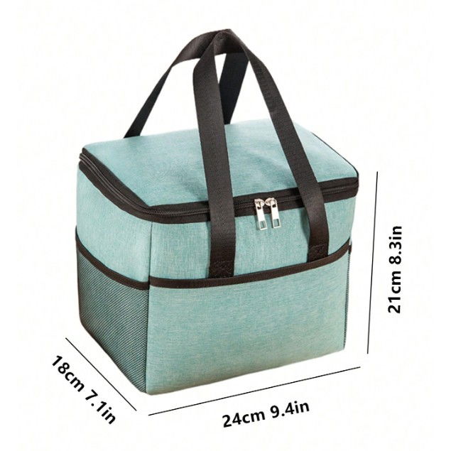 Geanta termica  pentru pranz, compartimente telefon si tacamuri, multifunctionala, impermeabila, 24x18x21 cm, verde [8]