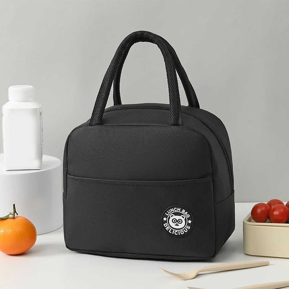 Geanta termica pentru pranz, multifunctionala, compartimentata, impermeabila, cu manere, buzunar exterior, 22x14x19 cm, negru [6]