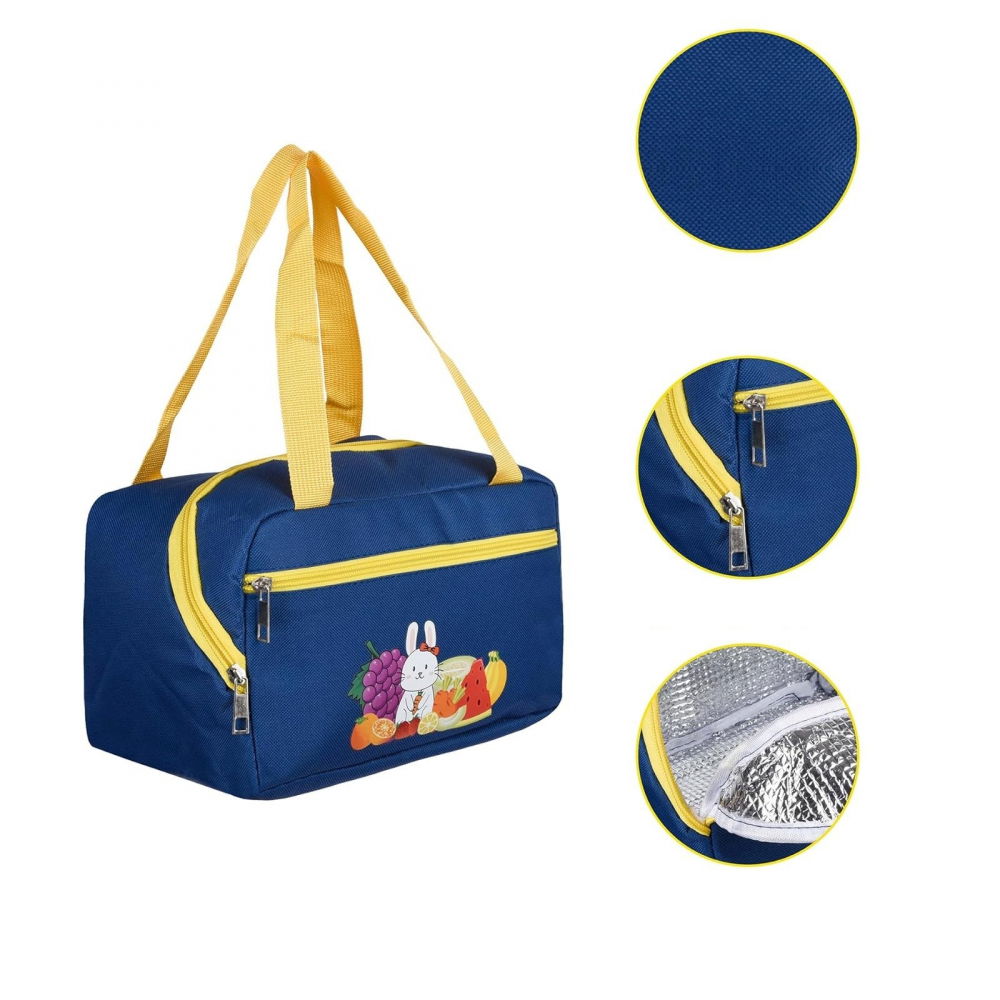 Geanta termo-izolanta, compartimente telefon si tacamuri, multifunctionala, impermeabila, 30x21x20 cm, design iepuras, albastru [2]